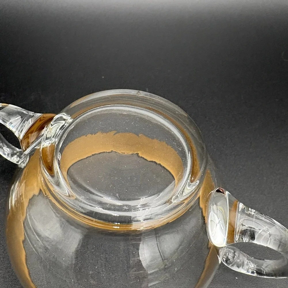 Vtg Dorothy Thorpe Glass Sugar Creamer Set Gold Band 60s MCM Retro